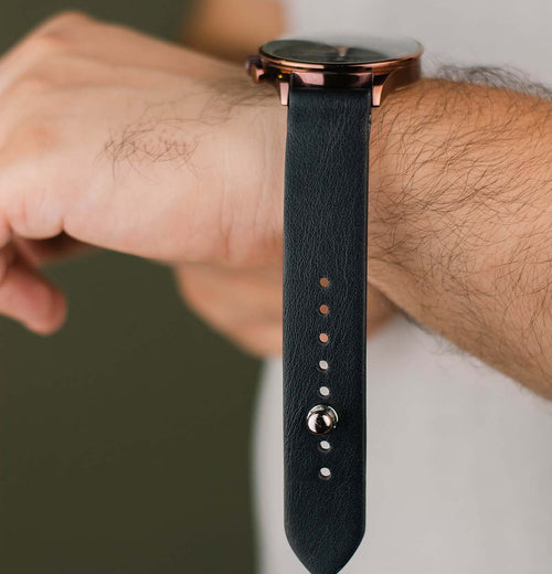 Black Leather Watch Strap - The Hermoso