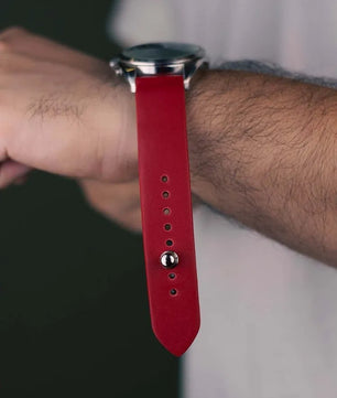Red Leather Watch Strap - Quick Release Pins - The Hermoso