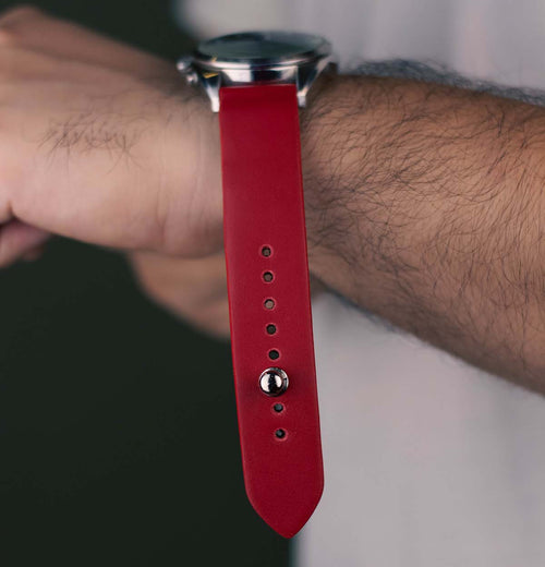 Red Leather Watch Strap - The Hermoso