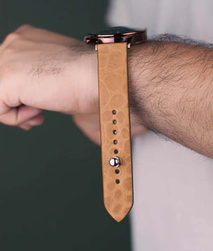 Veg-Tan Croc Leather Watch Strap - Quick Release Pins - The Hermoso