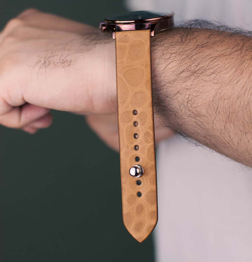 Veg-Tan Croc Leather Watch Strap - Quick Release Pins - The Hermoso