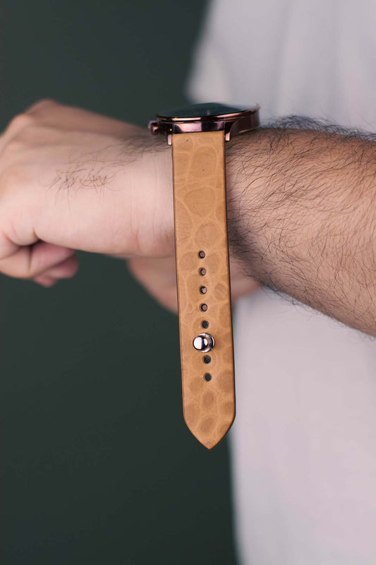 Veg-Tan Croc Leather Watch Strap - Quick Release Pins - The Hermoso