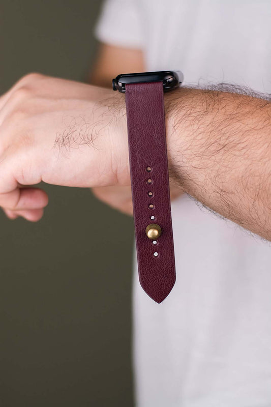 Burgundy Apple Watch Strap - Pure Leather Strap