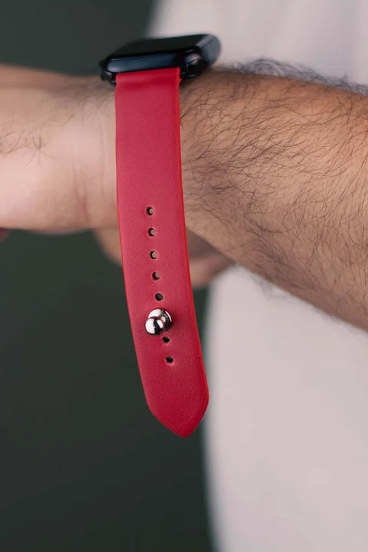 Red Apple Watch Strap - Pure Leather Strap