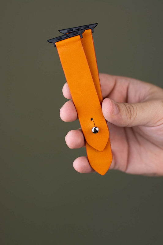 Orange Apple Watch Strap - Pure Leather Strap