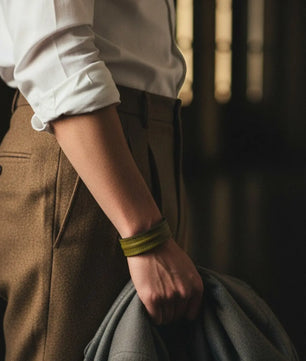 The Grit - Moss Olive - Kara Style Leather Bracelet / Leather Cuff