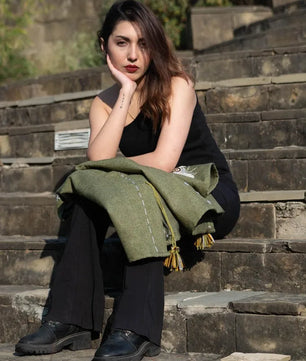 Olive Green | Handmade Premium Cardigan | Winter Wrap