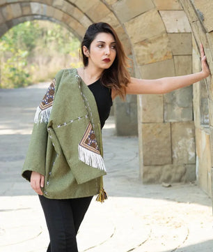 Olive Green | Handmade Premium Cardigan | Winter Wrap