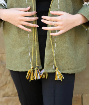 Olive Green | Handmade Premium Cardigan | Winter Wrap