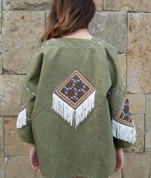 Olive Green | Handmade Premium Cardigan | Winter Wrap