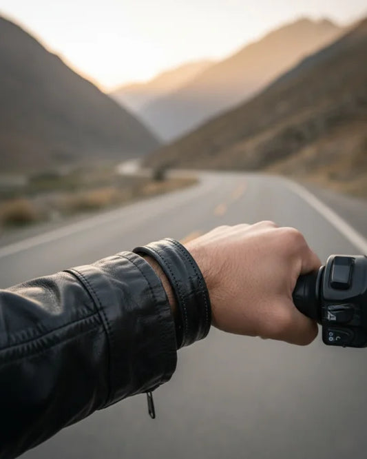 The Grit - Black Croc - Kara Style Leather Bracelet / Leather Cuff