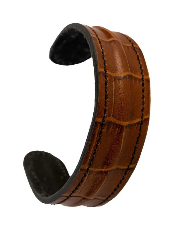 The Grit - Tan Brown Croc - Kara Style Leather Bracelet / Leather Cuff