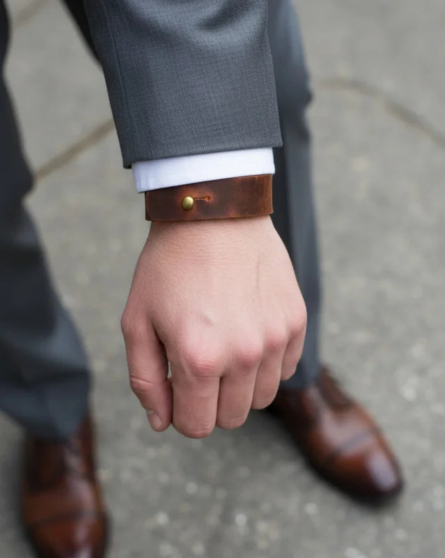 Pristine Orange Brown Pull-up Leather Bracelet (Unisex)