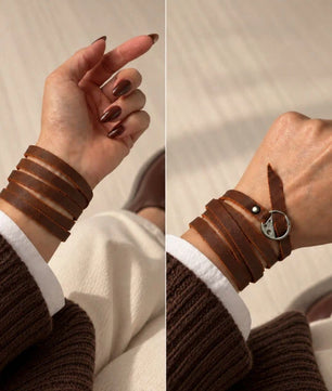 Orbit - Women's Orange Brown Wrap-around Leather Bracelet