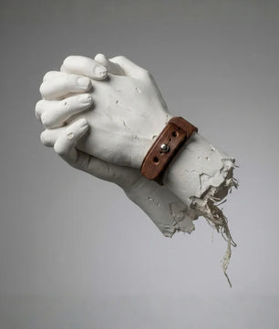 Blaire - Rugged Wood Brown Leather Bracelet (Unisex)