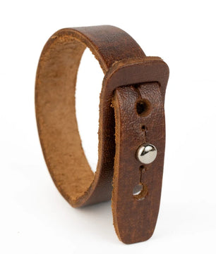 Blaire - Rugged Wood Brown Leather Bracelet (Unisex)