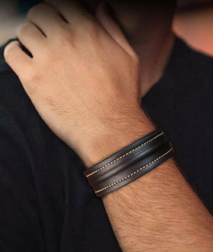 The Grit - Coco Brown - Kara Style Leather Bracelet / Leather Cuff