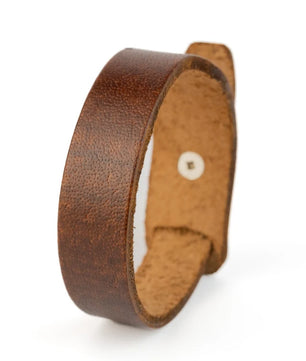 Blaire - Rugged Wood Brown Leather Bracelet (Unisex)