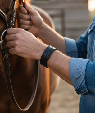 The Grit - Black Croc - Kara Style Leather Bracelet / Leather Cuff