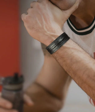 The Grit - Black Croc - Kara Style Leather Bracelet / Leather Cuff