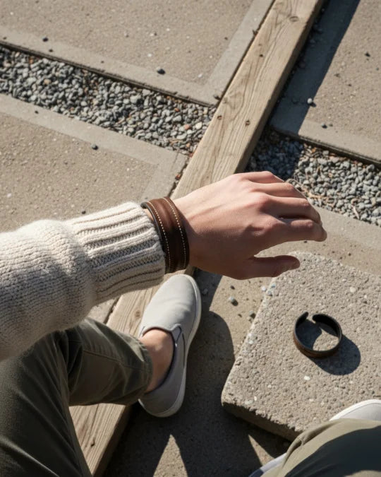 The Grit - Coco Brown - Kara Style Leather Bracelet / Leather Cuff