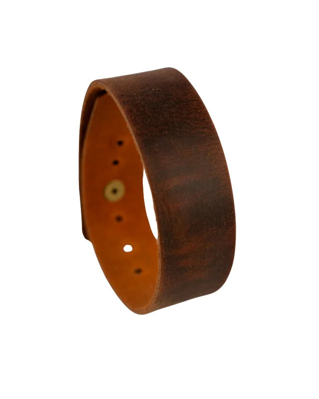 Pristine Orange Brown Pull-up Leather Bracelet (Unisex)
