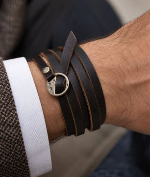 Orbit - Blackish Brown Wrap-around Leather Bracelet