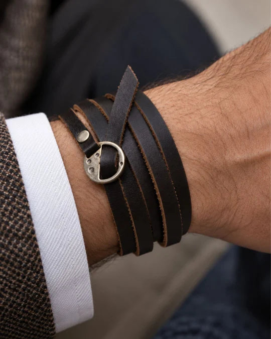 Orbit - Blackish Brown Wrap-around Leather Bracelet