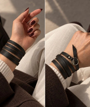 Orbit - Women's Blackish Brown Wrap-around Leather Bracelet