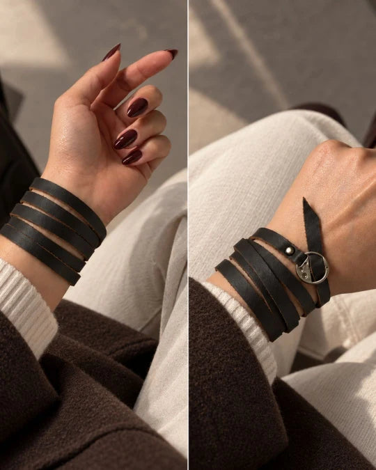 Orbit - Women's Blackish Brown Wrap-around Leather Bracelet