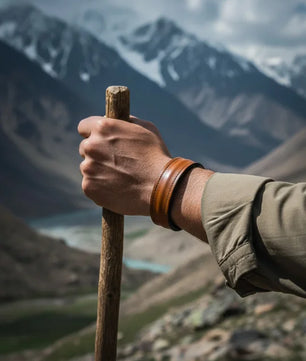 The Grit - Tan Brown - Kara Style Leather Bracelet / Leather Cuff