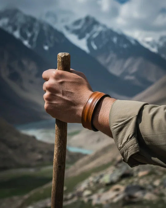 The Grit - Tan Brown - Kara Style Leather Bracelet / Leather Cuff