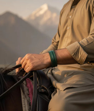 The Grit - Green - Kara Style Leather Bracelet / Leather Cuff