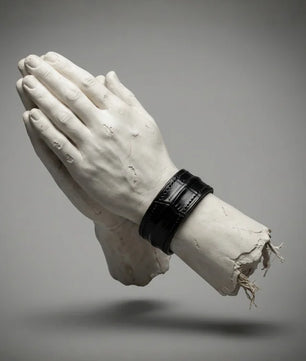 The Grit - Black Croc - Kara Style Leather Bracelet / Leather Cuff