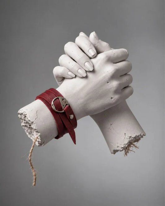 Orbit - Women's Burgundy Wrap-around Leather Bracelet