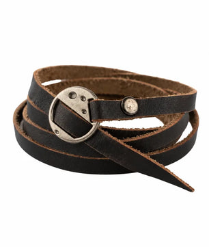 Orbit - Blackish Brown Wrap-around Leather Bracelet