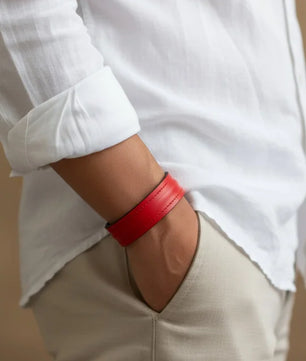 The Grit - Red - Kara Style Leather Bracelet / Leather Cuff