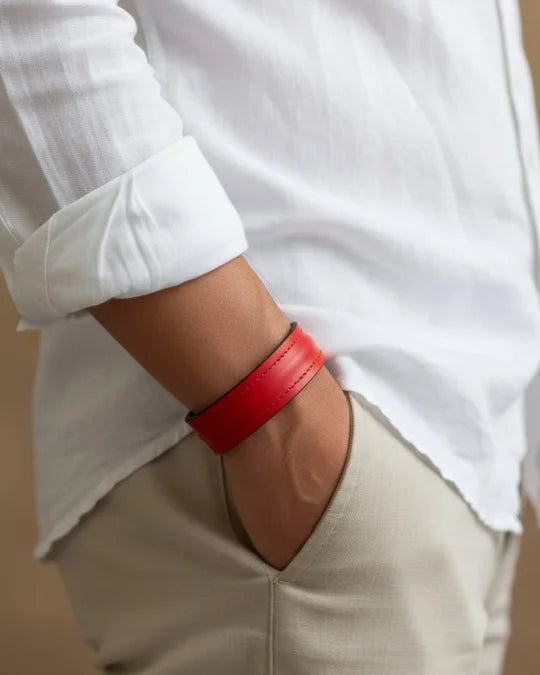 The Grit - Red - Kara Style Leather Bracelet / Leather Cuff