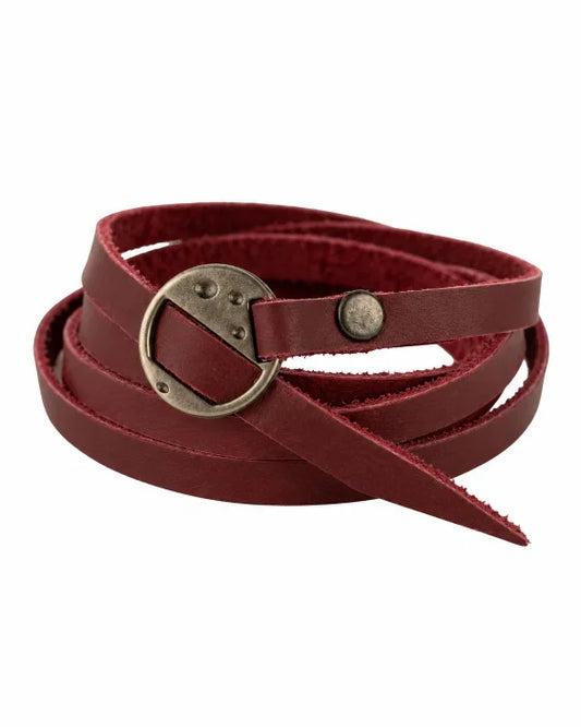 Orbit - Burgundy Wrap-around Leather Bracelet