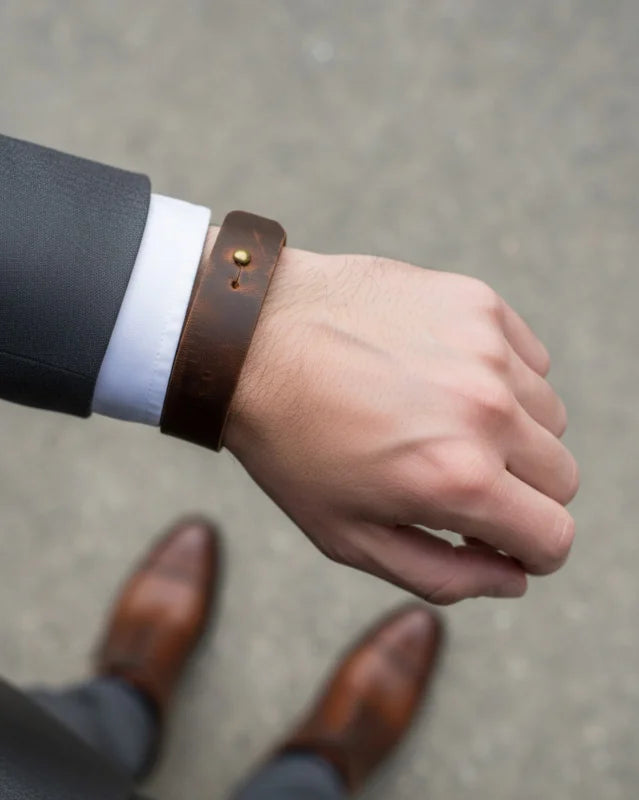 Pristine Dark Brown Pull-up Leather Bracelet (Unisex)