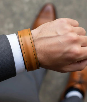 The Grit - Tan Brown - Kara Style Leather Bracelet / Leather Cuff