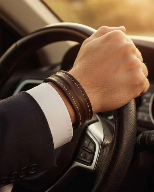 The Grit - Coco Brown - Kara Style Leather Bracelet / Leather Cuff