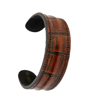 The Grit - Red Brown Croc - Kara Style Leather Bracelet / Leather Cuff