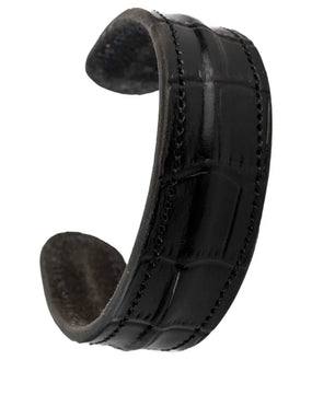 The Grit - Black Croc - Kara Style Leather Bracelet / Leather Cuff