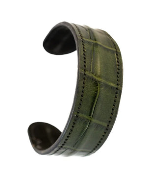 The Grit - Green Croc - Kara Style Leather Bracelet / Leather Cuff