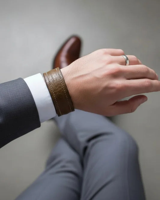 The Grit - Mud Brown - Kara Style Leather Bracelet / Leather Cuff