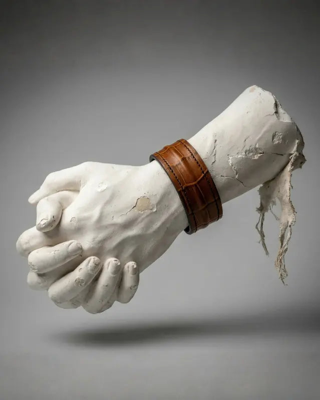 The Grit - Tan Brown Croc - Kara Style Leather Bracelet / Leather Cuff