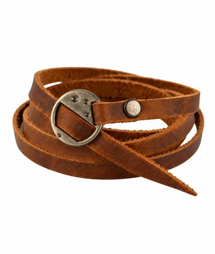 Orbit - Orange Brown Wrap-around Leather Bracelet