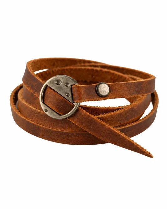 Orbit - Orange Brown Wrap-around Leather Bracelet