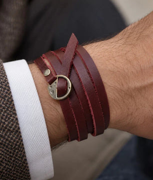 Orbit - Burgundy Wrap-around Leather Bracelet